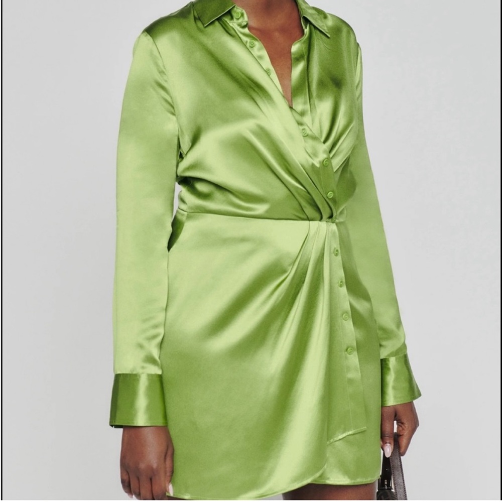 Reformation Alaine Silk Dress in Avocado
